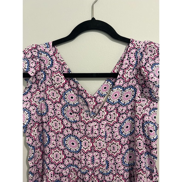 Loft Mosaic Flutter Peplum Top Women’s Small Petite Multicolor Flowy Blouse - Picture 5 of 10